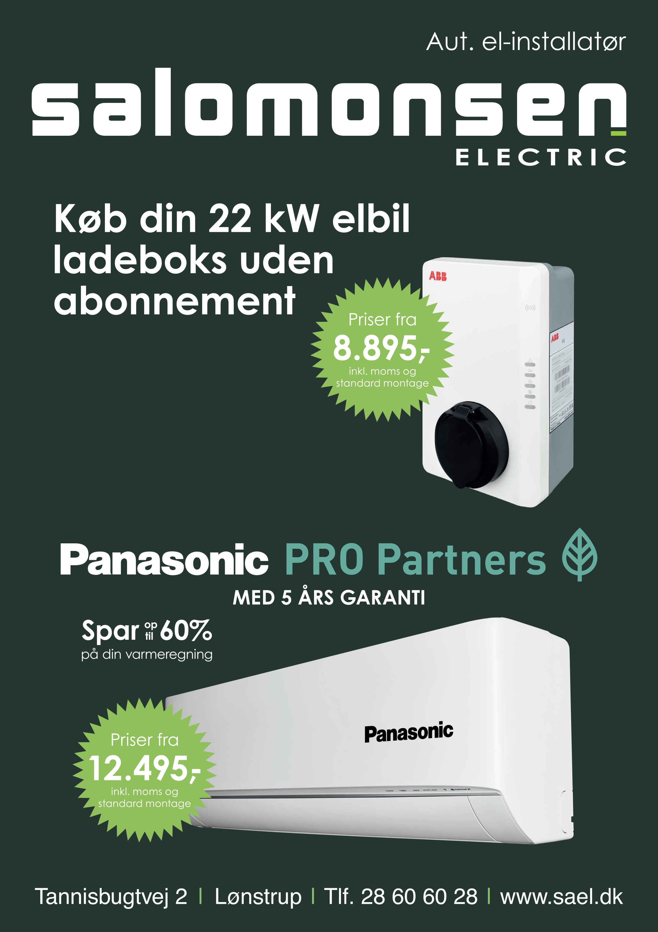 22kW 22 kW ladestander ladeboks varmepumpe ABB Panasonic